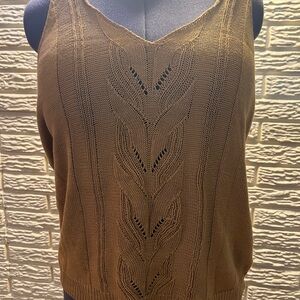 Brown Knit Sleeveless Top
